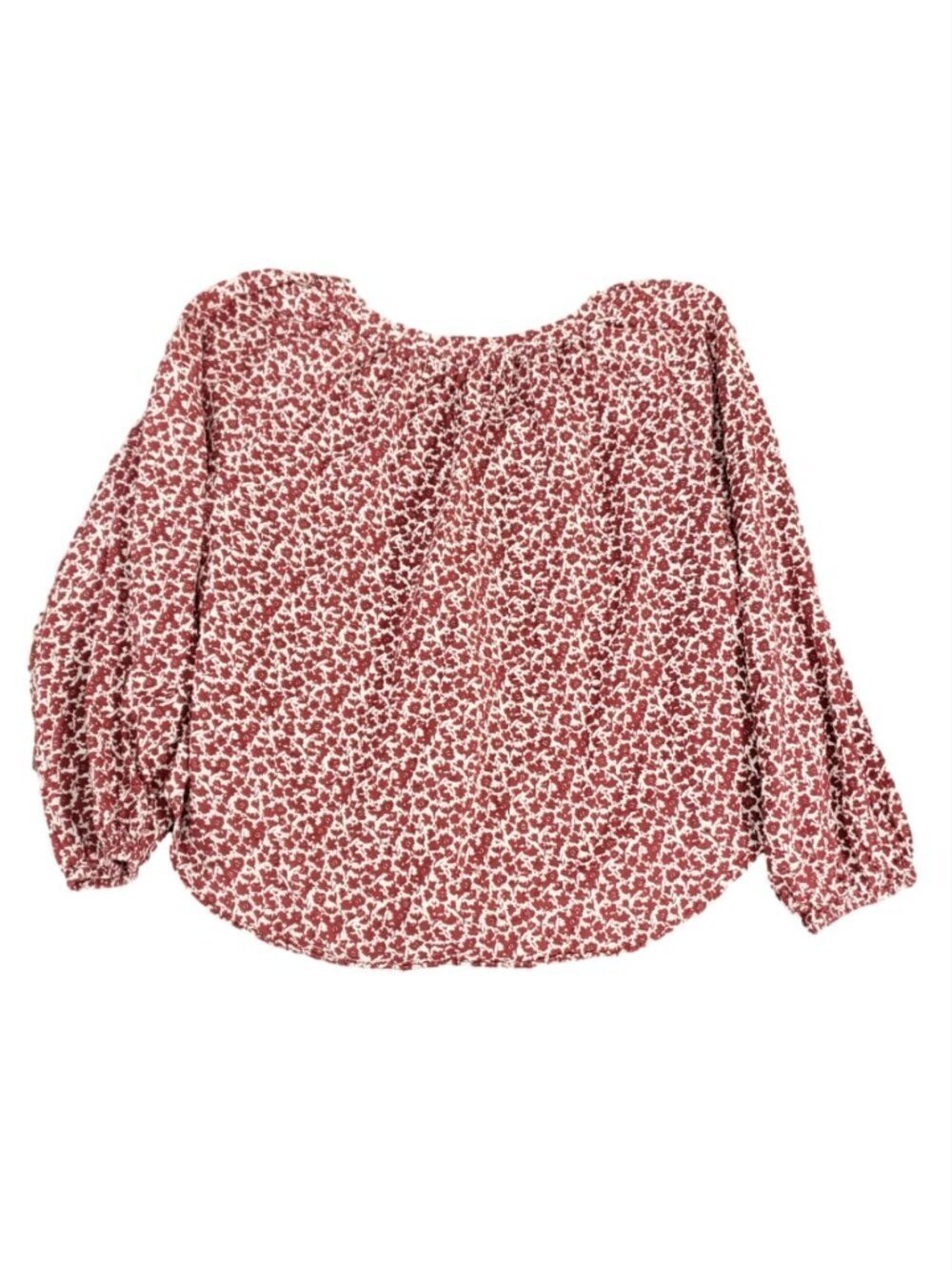LOFT XL Red Floral Cottagecore Boho Peasant Blouse 100% Cotton - Picture 3 of 9